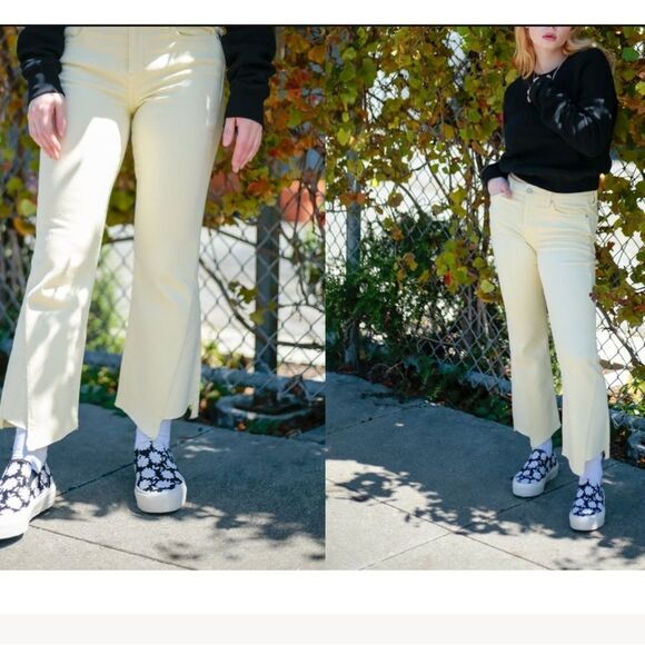 ÉTICA MICKI CROP FLARE JEAN - MELLOW YELLOW NWOT Size 30 - Picture 3 of 6